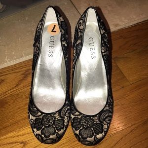 Black lace heels
